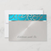 キンセアニェラターコイズブルーシルバーフィリグリースワーズ 招待状 (正面)