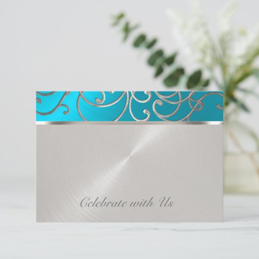 キンセアニェラターコイズブルーシルバーフィリグリースワーズ 招待状 (スタンド正面)