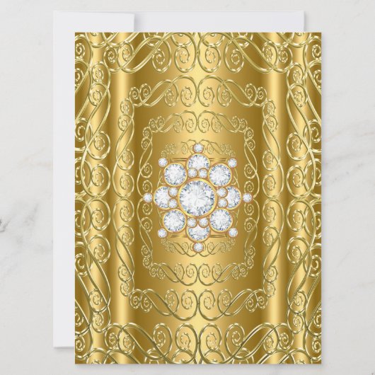 キンセアニェラダイヤモンドジェム金ゴールドバースデーパーティー 招待状 (裏面)