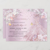 キンセアニェラダスティバラグリッターガウンスウィートピーズ 招待状 (正面/裏面)