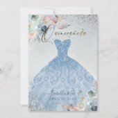 キンセアニェラダスティブルーシルバーグリッターガウンバラ 招待状 (正面)