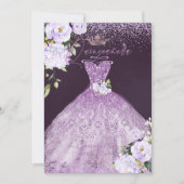キンセアニェラダスティー薄紫パープルシルバーグリッターガウン 招待状 (正面)