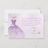 キンセアニェラダスティ薄紫パープルシルバーグリッターガウン サンキューカード (裏面)