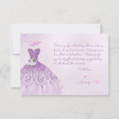 キンセアニェラダスティ薄紫パープルシルバーグリッターガウン サンキューカード (裏面)