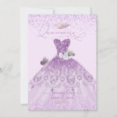 キンセアニェラダスティ薄紫パープルシルバーグリッターガウン 招待状 (正面)