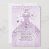 キンセアニェラダスティ薄紫パープルシルバーグリッターガウン 招待状 (裏面)