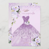 キンセアニェラダスティ薄紫パープルシルバーグリッターガウン 招待状 (正面/裏面)