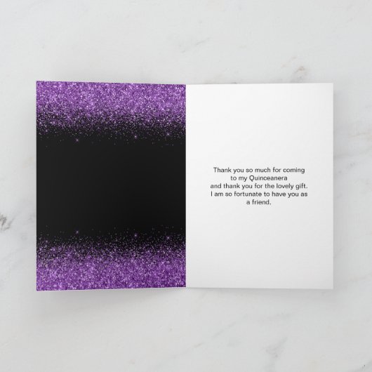 キンセアニェラダークパープルドレスフェイクグリッター サンキューカード (内部)