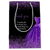 キンセアニェラダークパープルドレスフェイクグリッター ミディアムペーパーバッグ (正面)