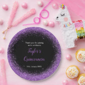 キンセアニェラダークパープルフェイクグリッター ペーパープレート (パーティー)