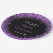キンセアニェラダークパープルフェイクグリッター ペーパープレート (アングル)