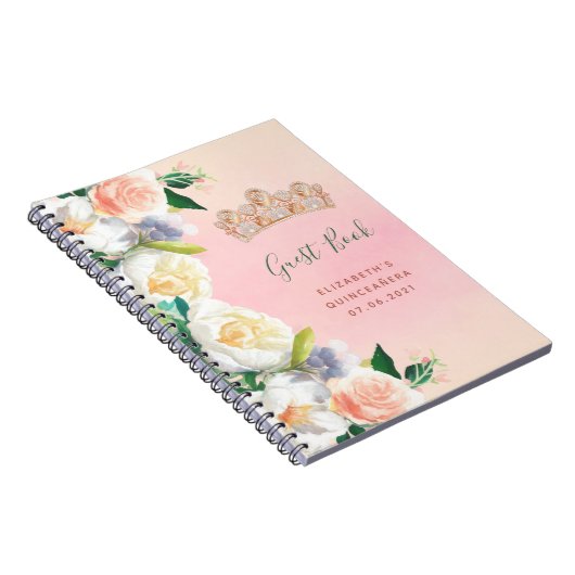 キンセアニェラティアラ花模様ホワイトピーチゲストハウス ノートブック (右側)