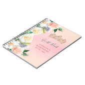 キンセアニェラティアラ花模様ホワイトピーチゲストハウス ノートブック (左側)