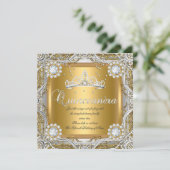 キンセアニェラティアラ金ゴールドシルバーダイヤモンド誕生日 招待状 (スタンド正面)