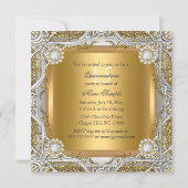 キンセアニェラティアラ金ゴールドシルバーダイヤモンド誕生日 招待状 (裏面)