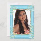 キンセアニェラティール（緑がかった色）ティアラ金ゴールドフォトバースデーパーティー 招待状 (裏面)