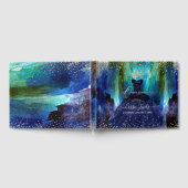 キンセアニェラティール（緑がかった色）ネイビーブルーウォーターカラーガウン ゲストブック (全面)