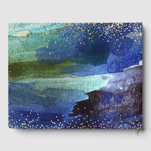 キンセアニェラティール（緑がかった色）ネイビーブルーウォーターカラーガウン ゲストブック