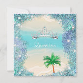 キンセアニェラティール(緑がかった色)ブルーサンド海ビーチ誕生日2 招待状 (裏面)