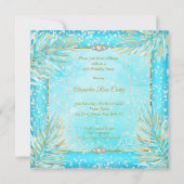 キンセアニェラティール(緑がかった色)ブルーティアラドレスバースデーパーティー 招待状 (裏面)