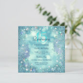 キンセアニェラティール(緑がかった色)ブルーパールズ海スカイ誕生日 招待状 (スタンド正面)