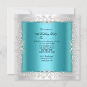 キンセアニェラティール(緑がかった色)ブルーホワイトティアラエッフェルタワー 招待状 (裏面)