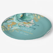 キンセアニェラティール（緑がかった色）金ゴールドパーソナライズされた紙プレート ペーパープレート (アングル)