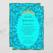 キンセアニェラティール（緑がかった色）金ゴールド誕生日パーティーの招待 招待状 (正面/裏面)