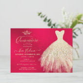 キンセアニェラドレス、グリッターゴールド+赤 招待状 (スタンド正面)