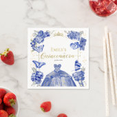 キンセアニェラナプキンス王室のブルードレスフローラ スタンダードカクテルナプキン (インサイチュ)