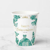 キンセアニェラナプキンズエメラルドグリーンドレスフローラ 紙コップ (裏面)