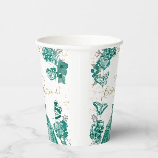 キンセアニェラナプキンズエメラルドグリーンドレスフローラ 紙コップ (右)