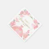 キンセアニェラナプキンズピンクドレスフローラゴールドフォイル スタンダードカクテルナプキン (角)