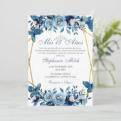 キンセアニェラネイビーフローラ招待状蝶 招待状 (スタンド正面)