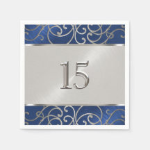 キンセアニェラネイビーブルーとシルバーフィリグリーの渦巻き