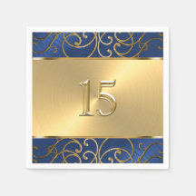 キンセアニェラネイビーブルーと金ゴールドフィリグリーの渦巻き