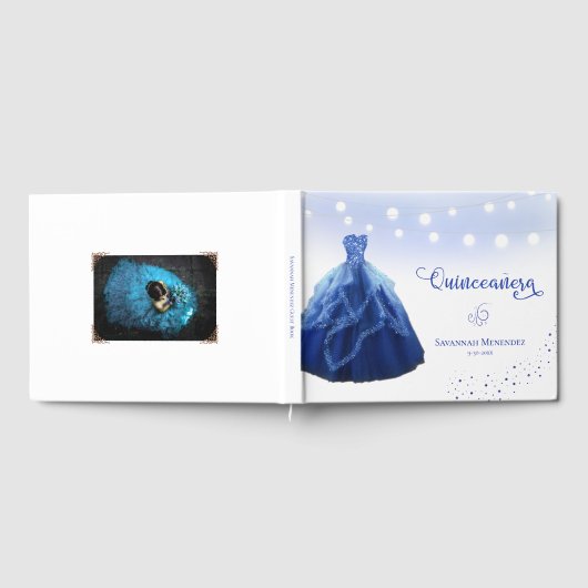 キンセアニェラネイビーブルーガウンString Lights写真 ゲストブック (全面)