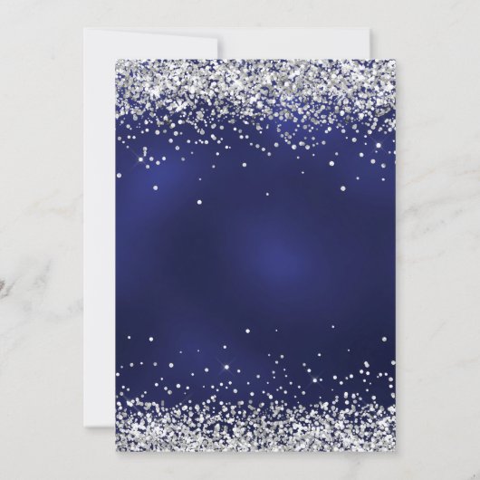 キンセアニェラネイビーブルーグリッタードレス 招待状 (裏面)