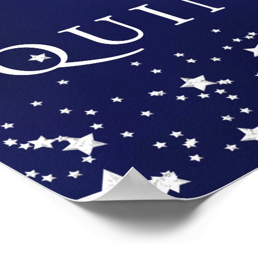 キンセアニェラネイビーブルーシルバーの星の写真へようこそ ポスター (角)