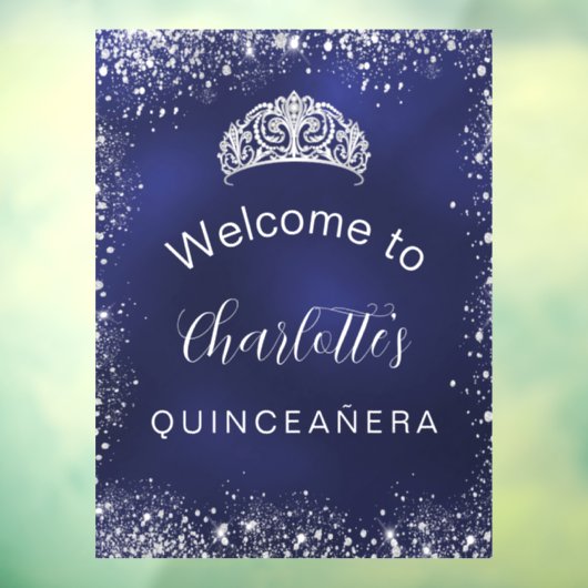 キンセアニェラネイビーブルーシルバーグリッターへようこそ ウィンドウサイン (シート3)