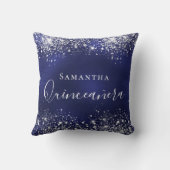 キンセアニェラネイビーブルーシルバーグリッターダスト名 クッション (裏面)