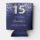 キンセアニェラネイビーブルーシルバーグリッターダスト名 缶クーラー (正面)