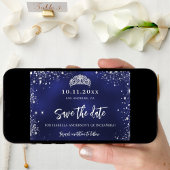 キンセアニェラネイビーブルーシルバーティアラグラマー セーブザデート