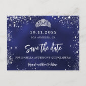 キンセアニェラネイビーブルーシルバーティアラ日付保存 案内ポストカード (正面)