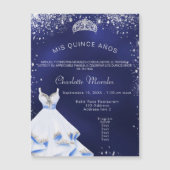 キンセアニェラネイビーブルーシルバードレスティアララグジュアリー マグネット招待状 (正面)