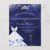 キンセアニェラネイビーブルーシルバードレスtiara インビテーションポストカード (正面)