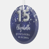 キンセアニェラネイビーブルーシルバー ガラスオーナメント (正面左)