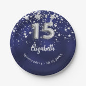 キンセアニェラネイビーブルーシルバー ペーパープレート (正面)