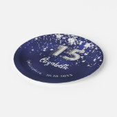 キンセアニェラネイビーブルーシルバー ペーパープレート (アングル)