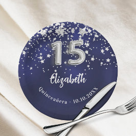 キンセアニェラネイビーブルーシルバー ペーパープレート